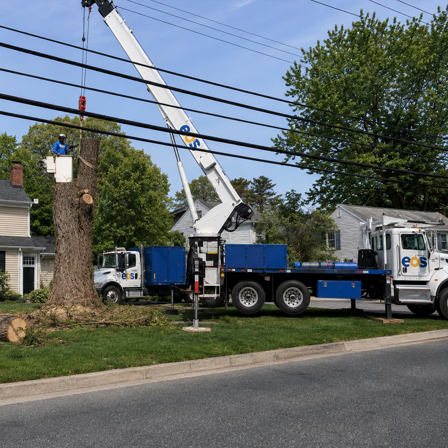 Crane Assisted Tree Removal In Columbia, MD